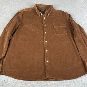 Nordstrom Corduroy Shirt Mens XL Brown Tech Smart Trim Fit Button Down Stretch